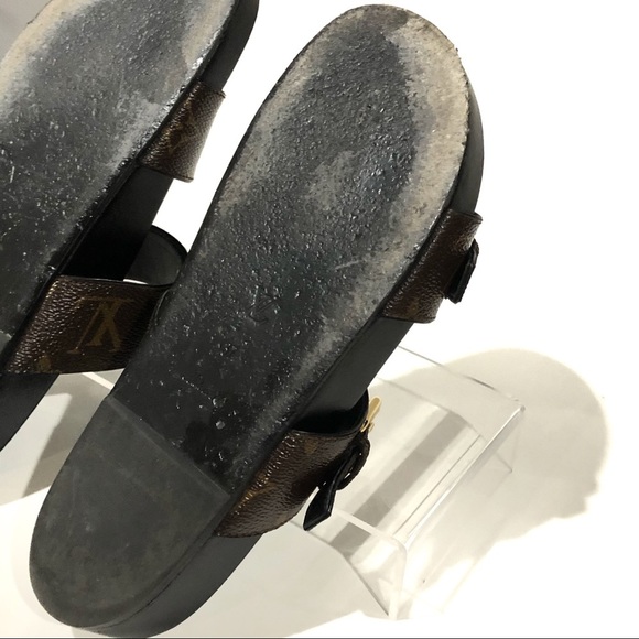Authentic Louis Vuitton Monogram Bom Dia Sandal Slide On Mules Size 37 - Picture 15 of 17